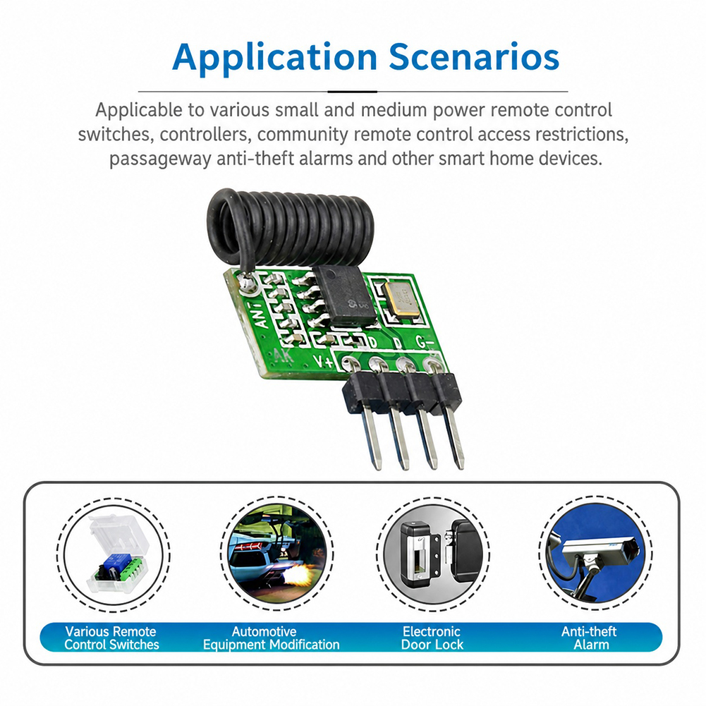 433Mhz Receiver Module - 315MHz/433MHz Süperheterodin RF Alıcı Modülü 3.3V-5.5V
